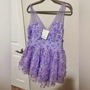 Maya Luxe 3D Floral Purple Mini Dress - perfect for Eras Tour (speak now, lover)